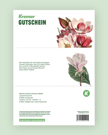 Gartencenter Kremer. Die Naturtalente | Geschenkkarte zum Selbstausdrucken