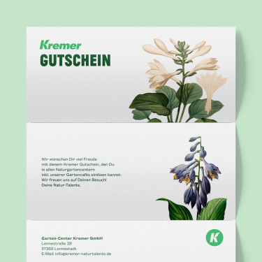 Gartencenter Kremer. Die Naturtalente | Gutscheine zum Selbstausdrucken