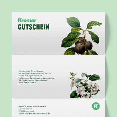 Gartencenter Kremer. Die Naturtalente | Gutscheine zum Selbstausdrucken